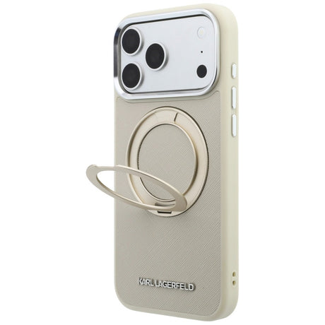 Husa de protectie Karl Lagerfeld Saffiano compatibil cu iPhone 18 Pro Max / iPhone 17 Pro Max, Bej
