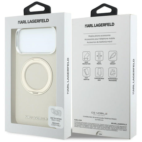 Husa de protectie Karl Lagerfeld Saffiano compatibil cu iPhone 18 Pro Max / iPhone 17 Pro Max, Bej