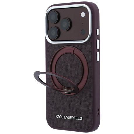 Husa de protectie Karl Lagerfeld Saffiano compatibil cu iPhone 17 Pro / iPhone 18 Pro, Bordo