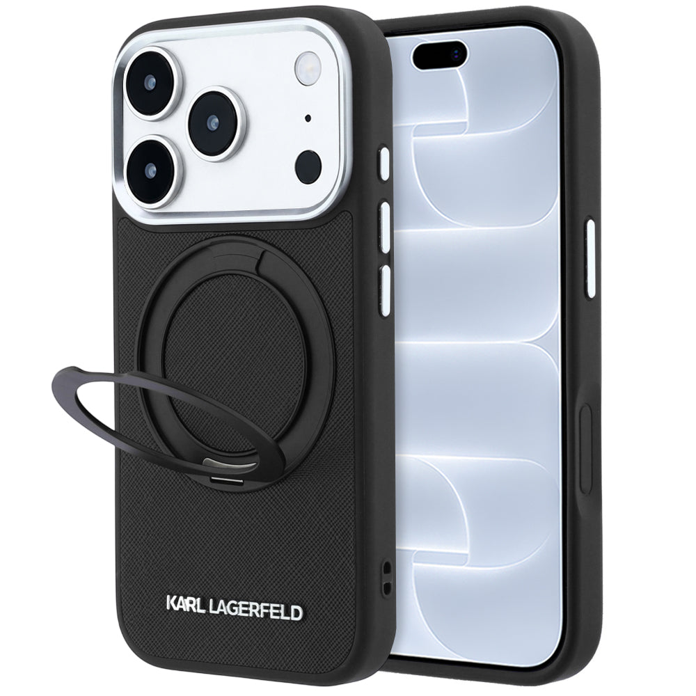 Husa de protectie Karl Lagerfeld Saffiano compatibil cu iPhone 18 Pro / iPhone 17 Pro, Negru