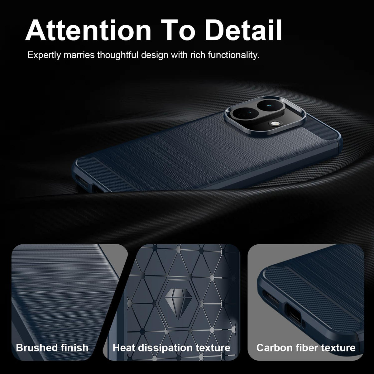 Husa de protectie Techsuit Carbon Silicone compatibil cu Xiaomi Redmi Note 17 Pro 5G, Albastru