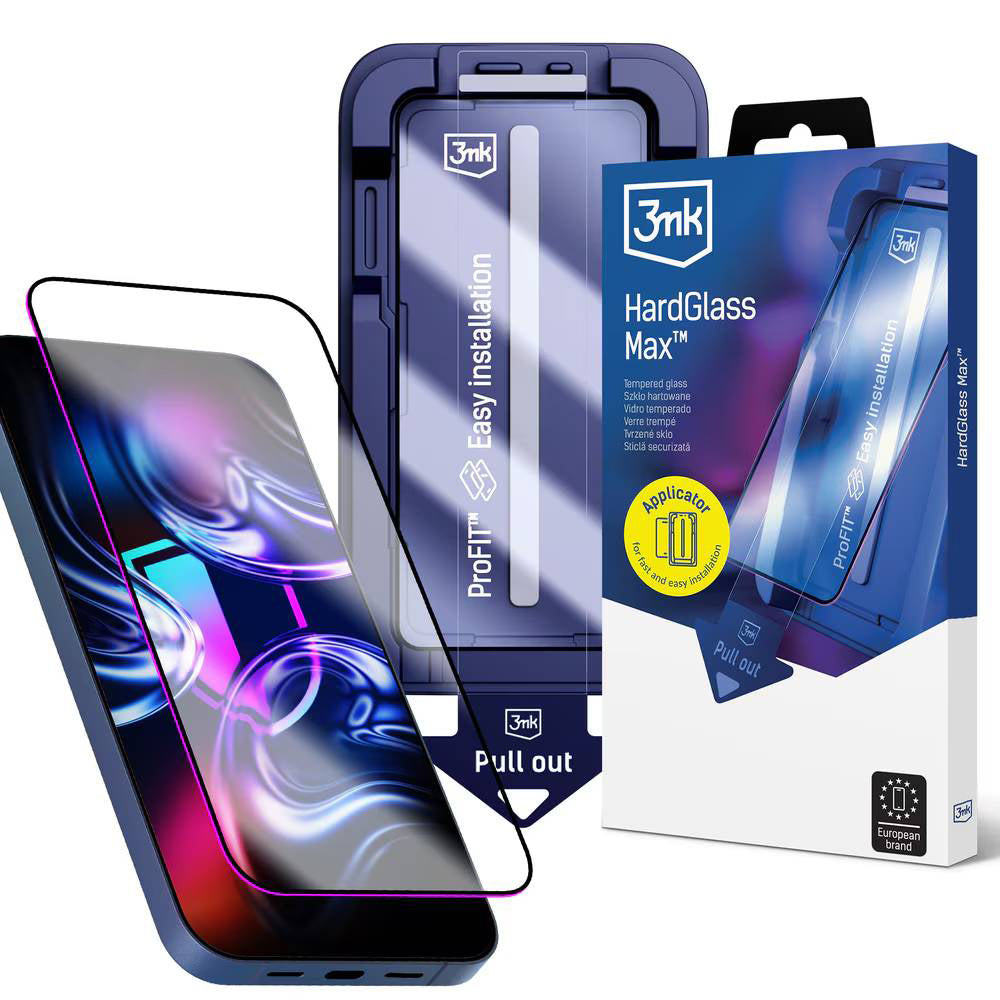 Folie de protectie 3mk HardGlass Max compatibil cu iPhone 17 Pro / iPhone 18 Pro, Negru