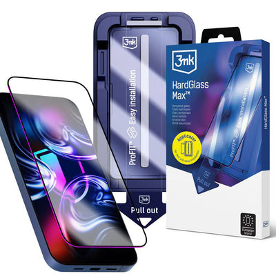 Folie de protectie 3mk HardGlass Max compatibil cu iPhone 17 Pro / iPhone 18 Pro, Negru