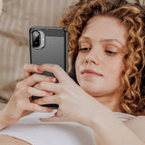Husa de protectie Techsuit Carbon Silicone compatibil cu Samsung Galaxy A08 4G / A07 5G, Negru