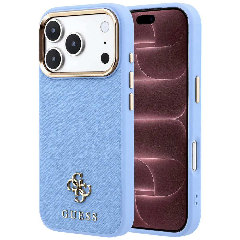 Husa de protectie Guess Saffiano compatibil cu iPhone 18 Pro Max / iPhone 17 Pro Max, Albastru