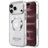 Husa de protectie Guess Metal Outline MagSafe compatibil cu iPhone 18 Pro Max / iPhone 17 Pro Max, Argintiu