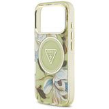 Husa de protectie Guess IML Metal Glitter Flowers Triangle compatibil cu iPhone 18 Pro Max / iPhone 17 Pro Max, Verde