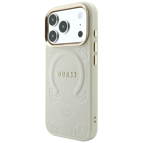 Husa de protectie Guess Saffiano compatibil cu iPhone 18 Pro / iPhone 17 Pro, Bej