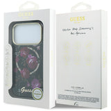 Husa de protectie Guess Glitter Blossom Roses compatibil cu iPhone 18 Pro Max / iPhone 17 Pro Max, Negru