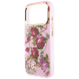 Husa de protectie Guess Glitter Blossom Roses compatibil cu iPhone 18 Pro Max / iPhone 17 Pro Max, Roz