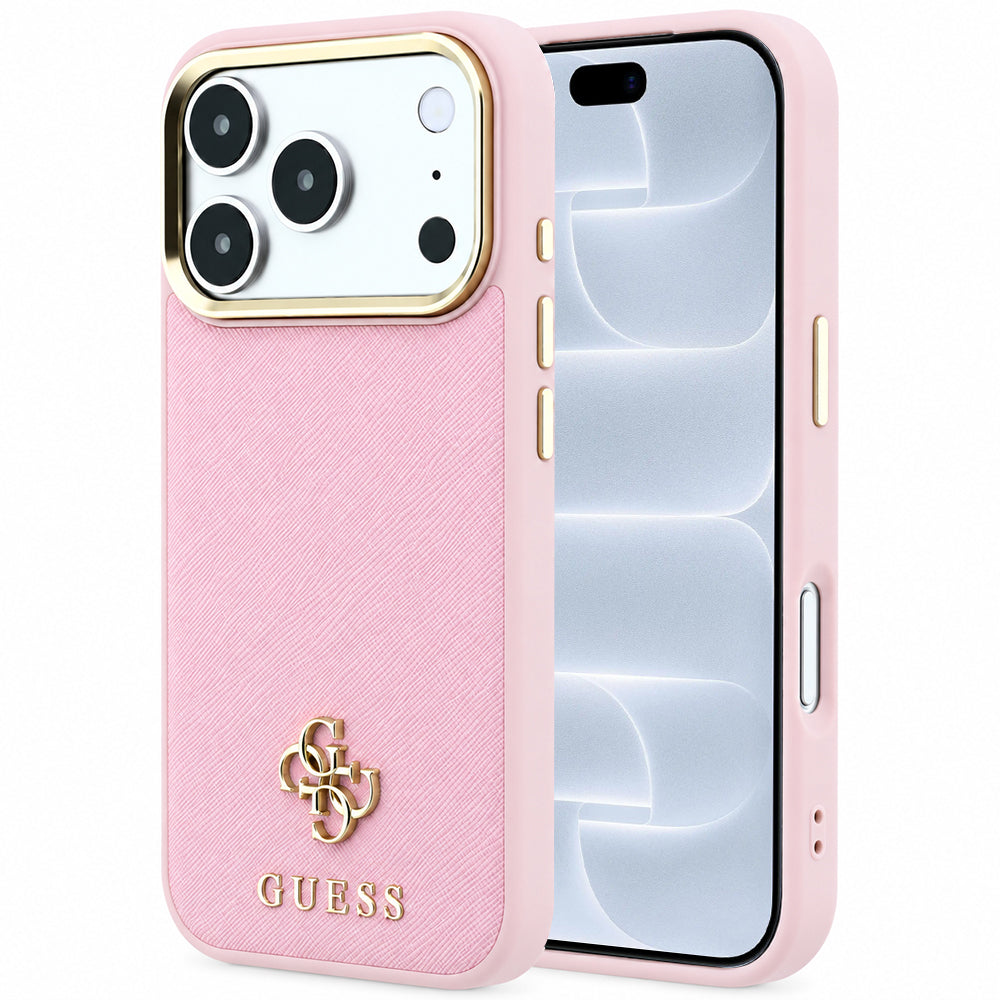 Husa de protectie Guess Saffiano Small 4G compatibil cu iPhone 18 Pro / iPhone 17 Pro, Roz