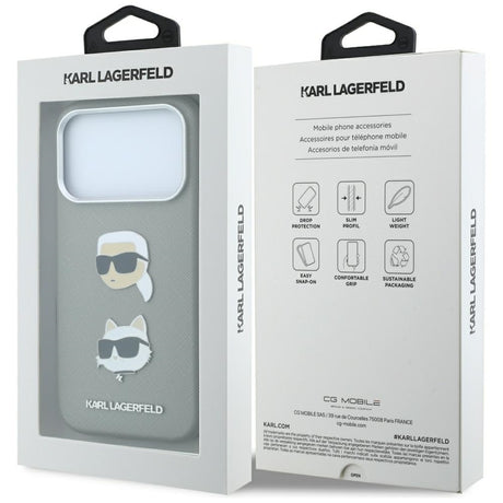 Husa de protectie Karl Lagerfeld Saffiano compatibil cu iPhone 18 Pro Max / iPhone 17 Pro Max, Gri