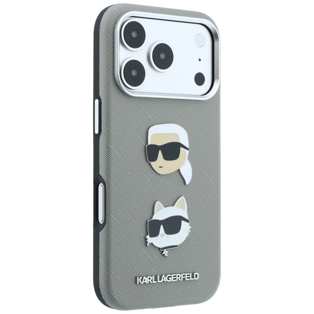 Husa de protectie Karl Lagerfeld Saffiano compatibil cu iPhone 18 Pro / iPhone 17 Pro, Gri