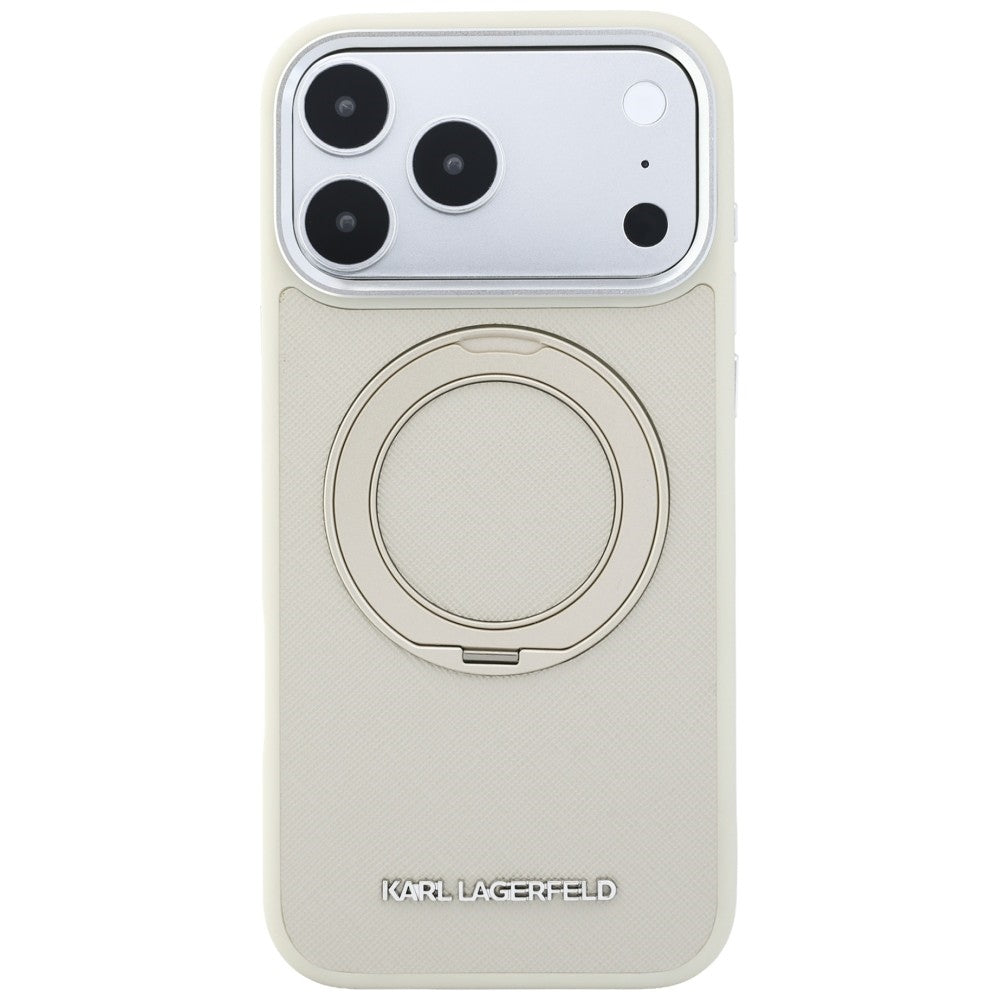 Husa de protectie Karl Lagerfeld Saffiano compatibil cu iPhone 18 Pro / iPhone 17 Pro, Bej