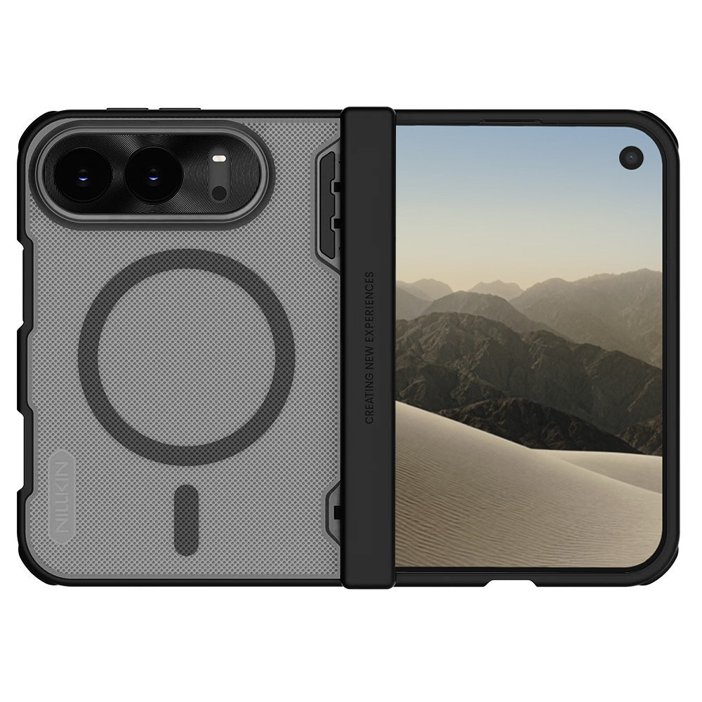 Husa de protectie Nillkin Super Frosted Shield Fold Magnetic compatibil cu iPhone Duo, Negru Transparent