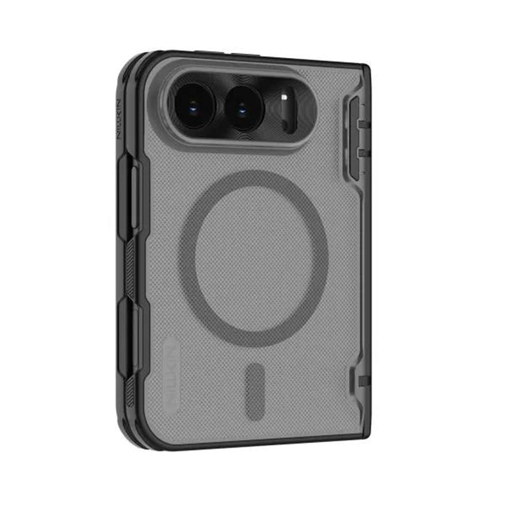 Husa de protectie Nillkin Super Frosted Shield Fold Magnetic compatibil cu iPhone Duo, Negru Transparent