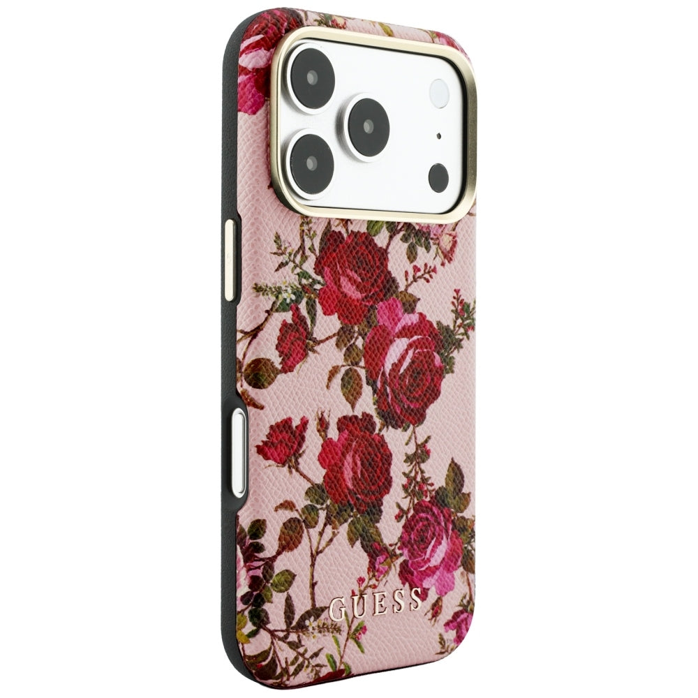 Husa de protectie Guess Blossom Roses Print compatibil cu iPhone 18 Pro / iPhone 17 Pro, Roz