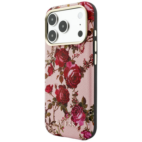 Husa de protectie Guess Blossom Roses Print compatibil cu iPhone 18 Pro / iPhone 17 Pro, Roz