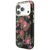 Husa de protectie Guess Blossom Roses Print compatibil cu iPhone 18 Pro / iPhone 17 Pro, Negru