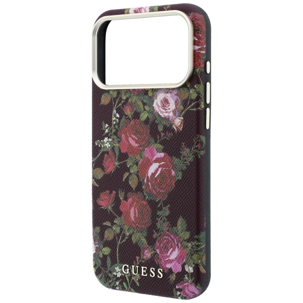 Husa de protectie Guess Blossom Roses Print compatibil cu iPhone 18 Pro Max / iPhone 17 Pro Max, Bordo