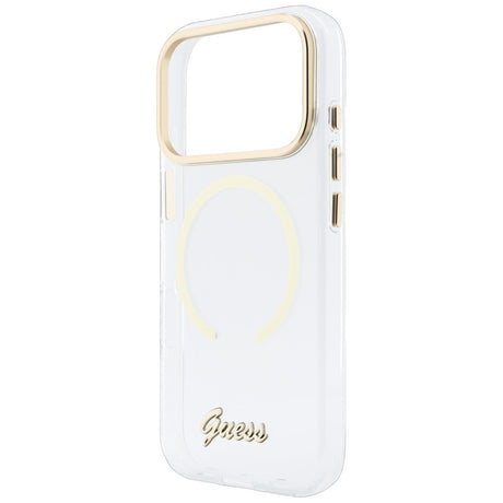 Husa de protectie Guess IML Script Metal MagSafe compatibil cu iPhone 18 Pro Max / iPhone 17 Pro Max, Transparent