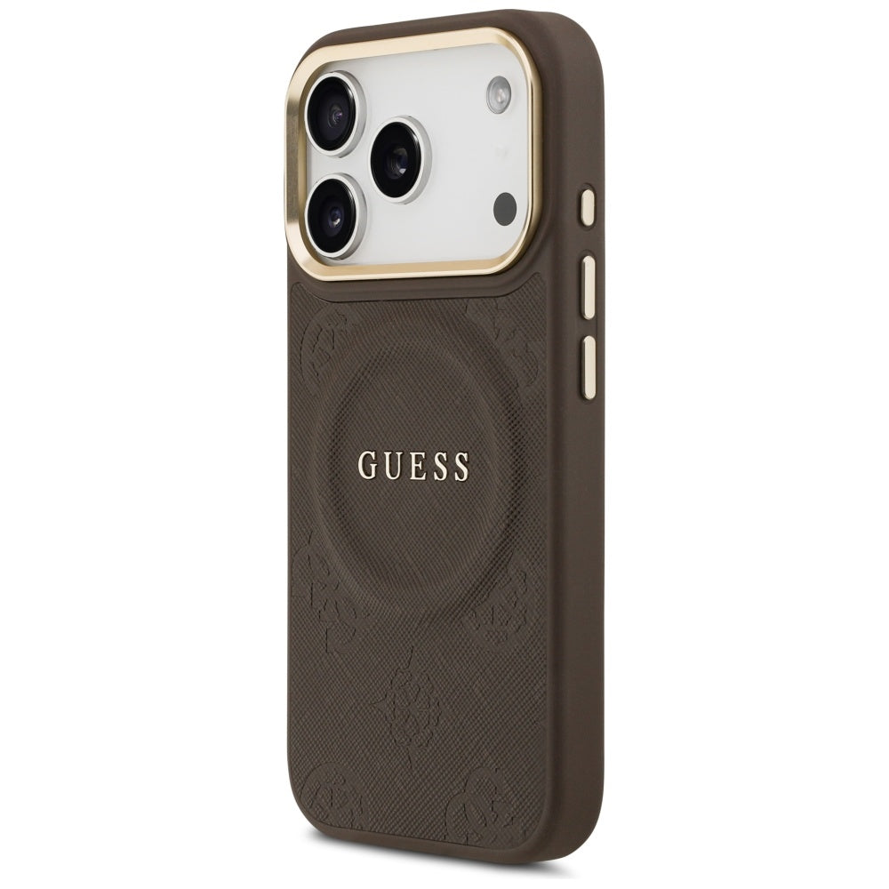 Husa de protectie Guess Saffiano compatibil cu iPhone 18 Pro Max / iPhone 17 Pro Max, Maro