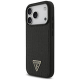Husa de protectie Guess Croco Triangle Logo compatibil cu iPhone 18 Pro / iPhone 17 Pro, Negru