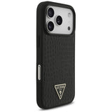 Husa de protectie Guess Croco Triangle Logo compatibil cu iPhone 18 Pro / iPhone 17 Pro, Negru