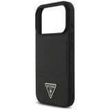 Husa de protectie Guess Croco Triangle Logo compatibil cu iPhone 18 Pro / iPhone 17 Pro, Negru