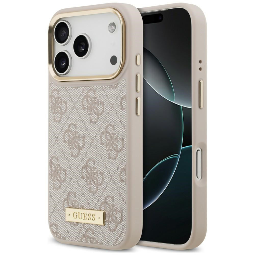 Husa de protectie Guess Hardcase 4G Logo Plate compatibil cu iPhone 18 Pro Max / iPhone 17 Pro Max, Roz