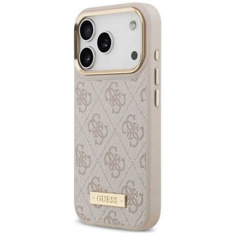 Husa de protectie Guess Hardcase 4G Logo Plate compatibil cu iPhone 18 Pro Max / iPhone 17 Pro Max, Roz