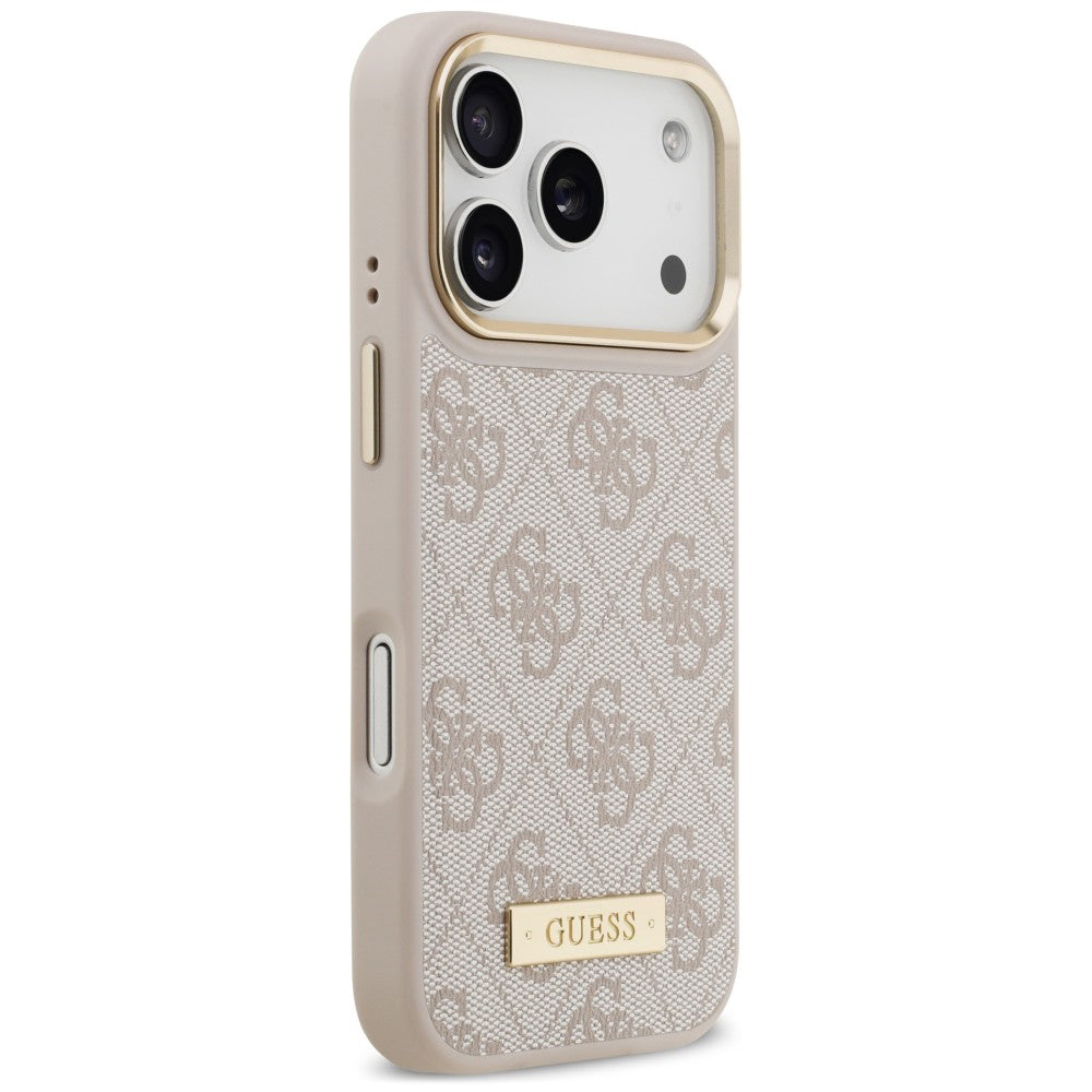 Husa de protectie Guess Hardcase 4G Logo Plate compatibil cu iPhone 18 Pro Max / iPhone 17 Pro Max, Roz