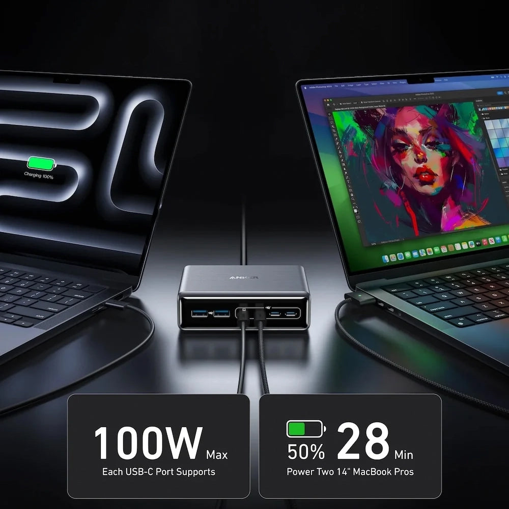 Incarcator Anker (A2683341), 4x USB-C, 200W, GaN Fast Charge, Negru