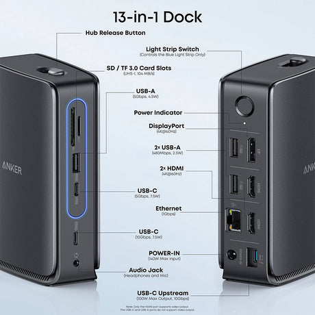 Anker Nano hub (A83C3311), 13 az 1-ben, 100 W, fekete
