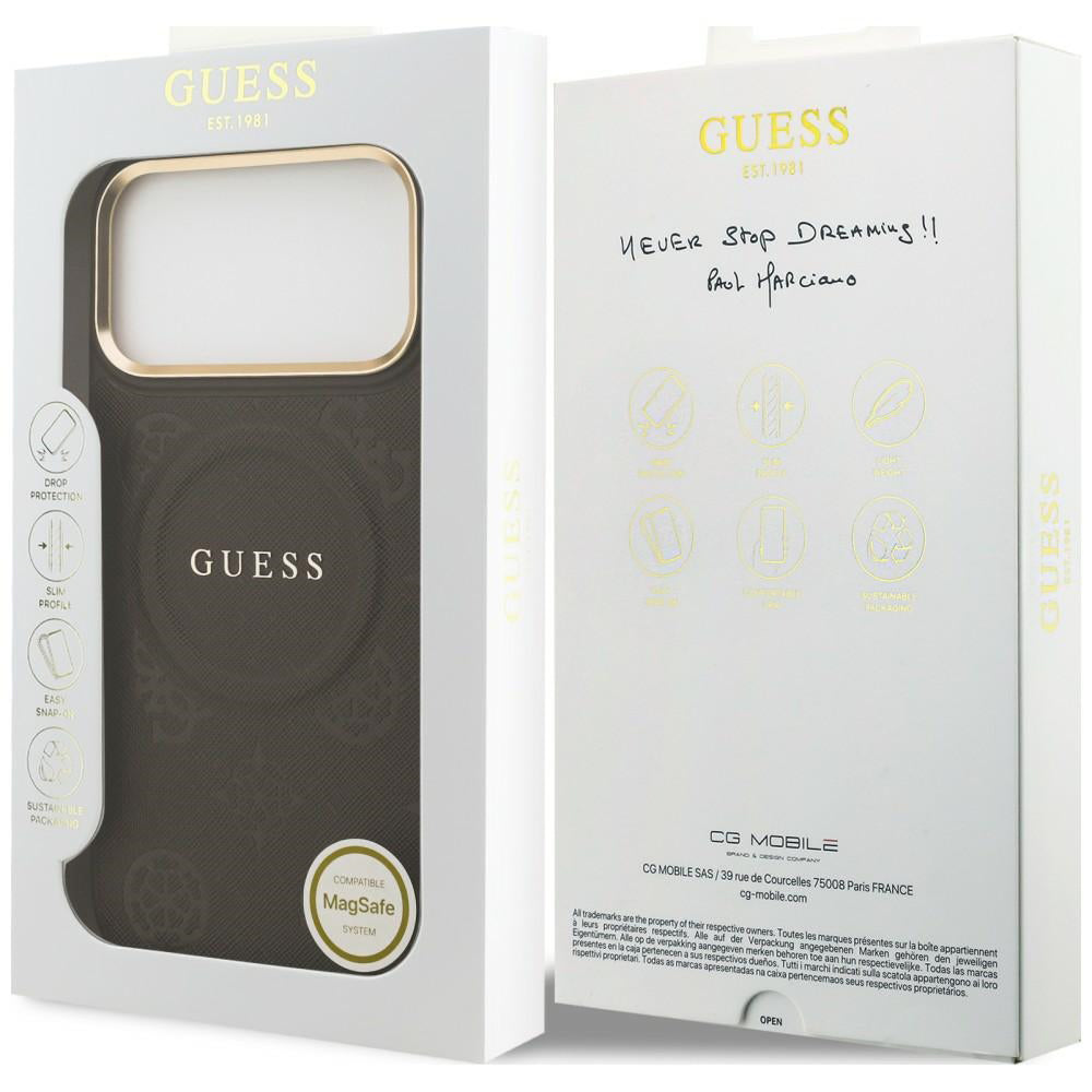 Husa de protectie Guess Saffiano compatibil cu iPhone 18 Pro Max / iPhone 17 Pro Max, Maro