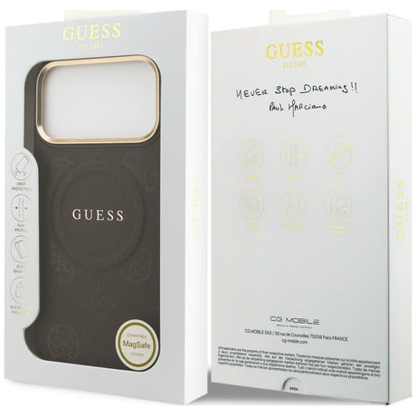 Guess Saffiano védőtok iPhone 18 Pro Max / iPhone 17 Pro Max készülékekhez, barna