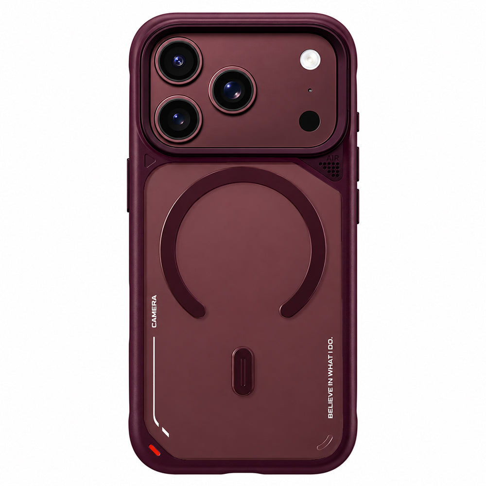 Husa de protectie Blueo Frosted Heat Dissipation Stand MagSafe compatibil cu iPhone 17 Pro / iPhone 18 Pro, Bordo