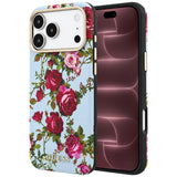 Husa de protectie Guess Blossom Roses Print compatibil cu iPhone 17 Pro Max / iPhone 18 Pro Max, Albastru