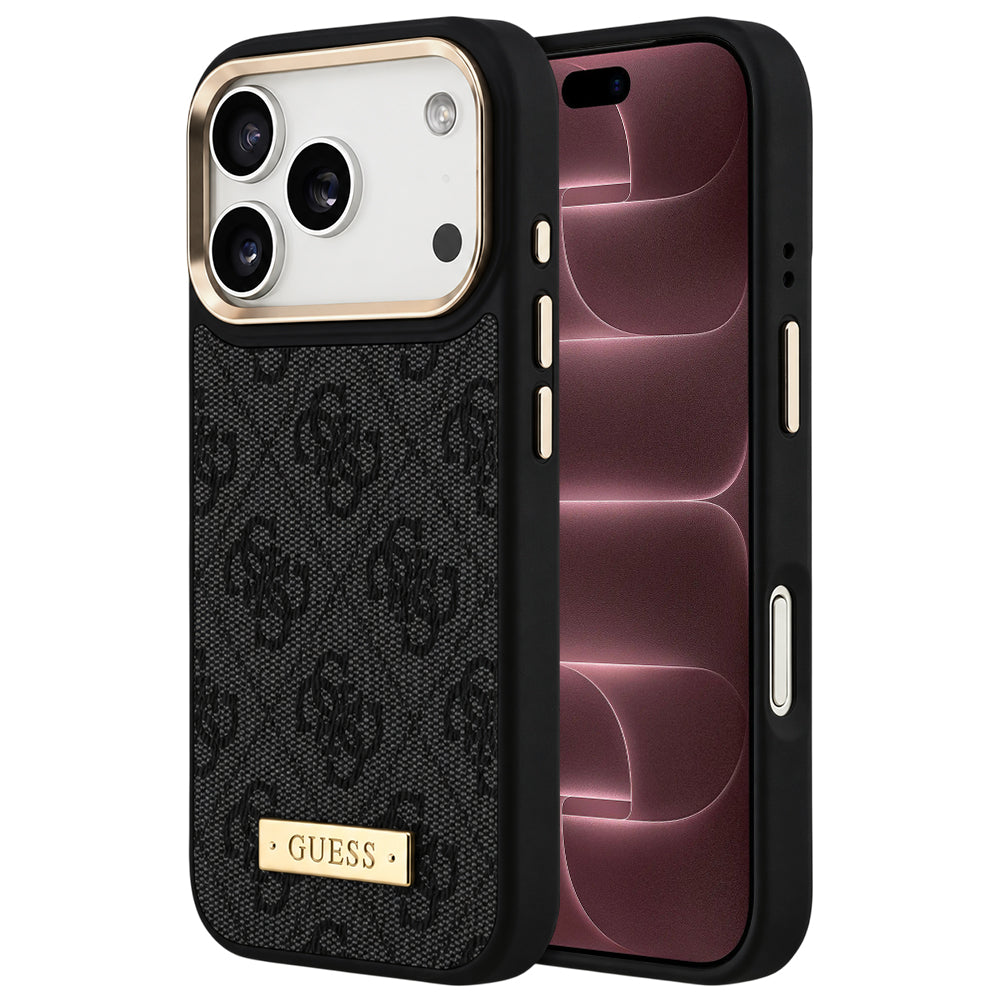 Husa de protectie Guess Hardcase 4G Logo Plate compatibil cu iPhone 18 Pro Max / iPhone 17 Pro Max, Negru