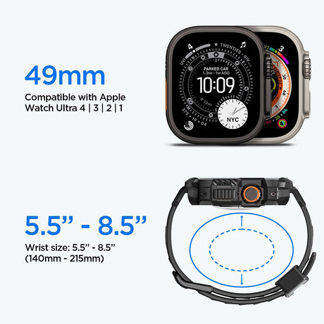 Tok és fólia Apple Watch Ultra 4 okosórához, fekete