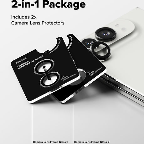 Ringke Camera Lens Frame Glass kamera fólia iPhone Duo, fekete