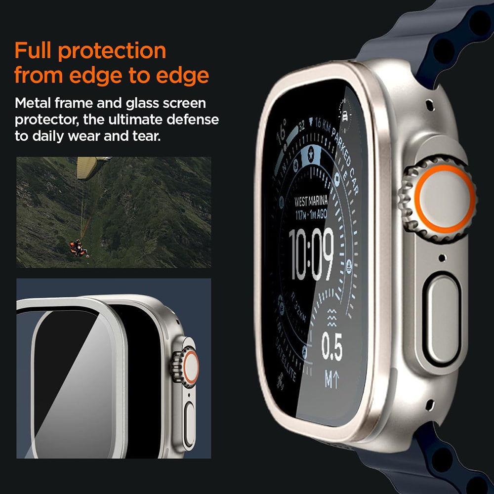 Rama & Folie pentru Apple Watch Ultra 4 / 3 / 2 / 1 (49mm) - Spigen Bezel Tune (ACS11595) - Silver