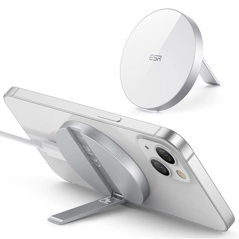Incarcator ESR Wireless HaloLock, MagSafe Compatible, with Kickstand, Alb