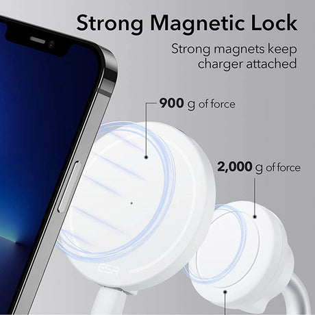 Incarcator ESR Wireless HaloLock Shift, Stand with Removable Magnetic Pad, MagSafe Compatible, Alb