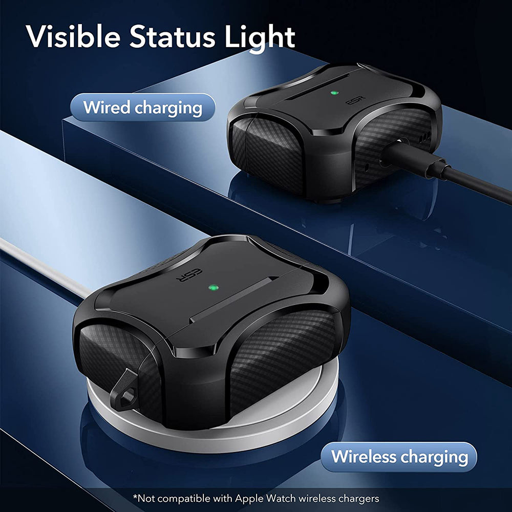 Casti ESR Cyber Armor Tough Case HaloLock, Apple AirPods Pro 1 / 2, Negru