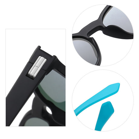 Techsuit Sunglasses Polarised TR90 (TR7545), UV Protection, Negru Mat / Blue Green