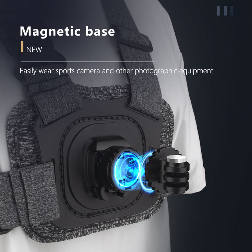 Suport Techsuit Camera (JX-002), for GoPro with Magnetic Base, Chest Wear, Gri