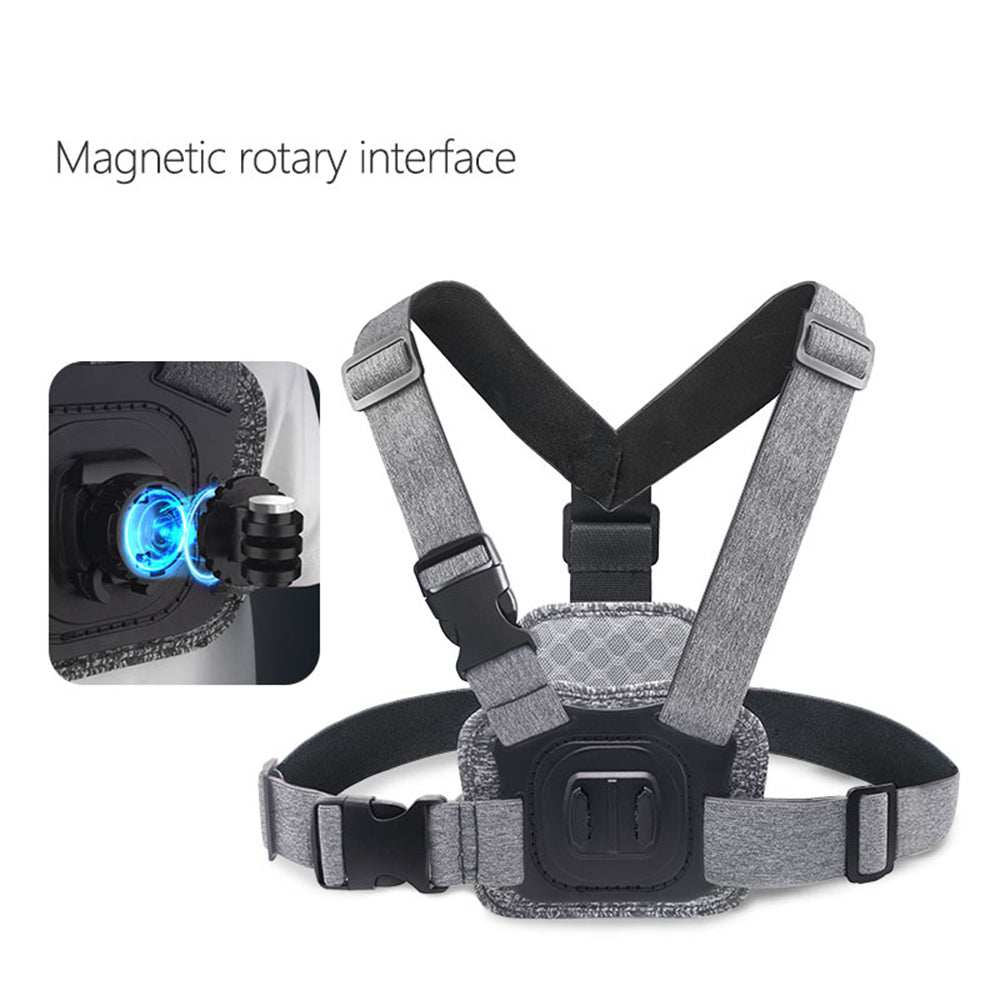 Suport Techsuit Camera (JX-002), for GoPro with Magnetic Base, Chest Wear, Gri