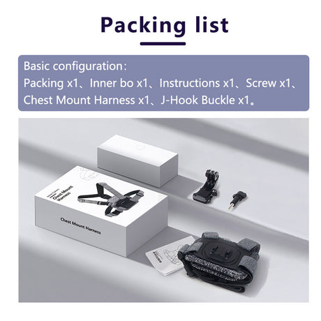 Suport Techsuit Camera (JX-002), for GoPro with Magnetic Base, Chest Wear, Gri