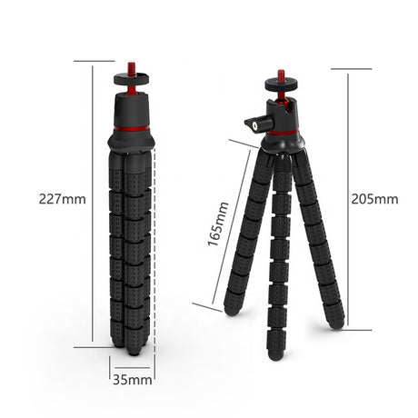 Suport Techsuit Octopus Tripod (JX-004), for Phone and GoPro Action Camera, Portable, Flexible, Negru